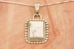 Genuine White Buffalo Turquoise Sterling Silver Pendant